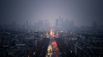 Clouds Rain Road Cars Lights Wallpaper Background Full HD 1080p