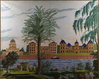 Four French Scenic Wallpaper Panels Lot