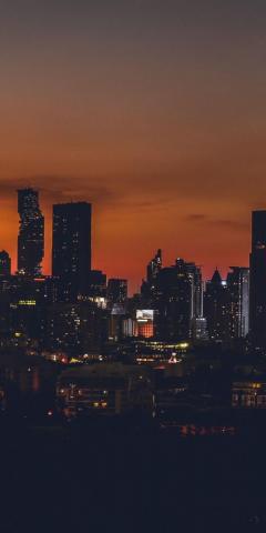 Silhouette Buildings Dark Night City Wallpaper