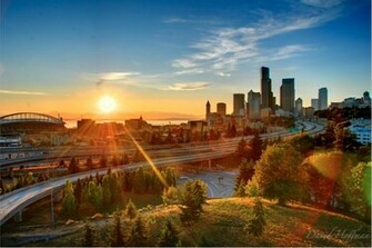 Seattle Skyline Wallpaper Sunset