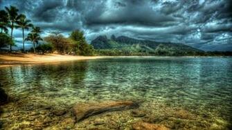 Higher Resolution Picture Of Kauai Beach Hawaii Island Trees