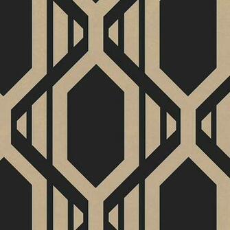 Large Scale Geometric Wallpaper Semi Reflective Black Gold Bolt