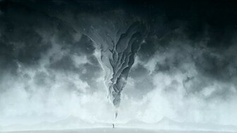 Wallpaper Mountain Winter Storm Snow Man Cold Art