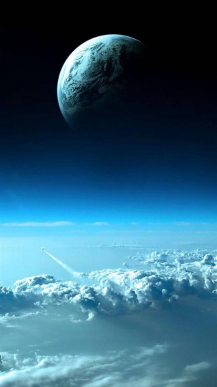 Planet And Clouds In Space iPhone Wallpaper
