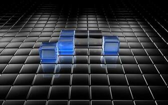 Black And Blue Translucent Cubes Wallpaper