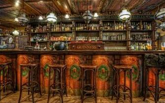 Wallpaper Beautiful Wooden Bar Counter Shelves A Lot Of Alcohol