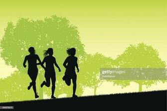 Female Joggers On Pathway Exercise Background Stock