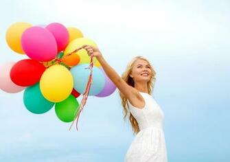Blonde Long Hair Balloon Simple Background