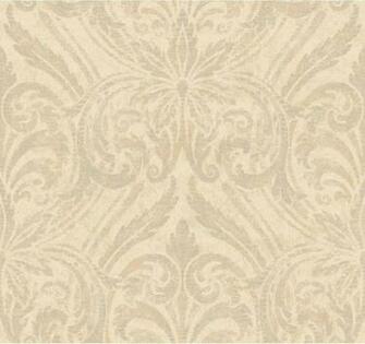 Essence Cream And Beige Glitter Damask Wallpaper Modern