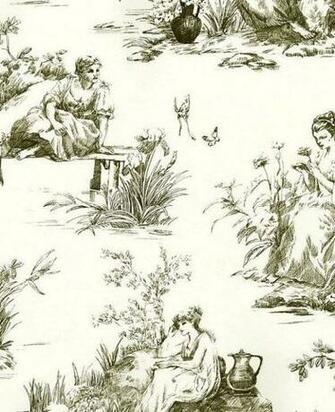 Light Black French Colonial Toile On White By Wallpaperyourworld