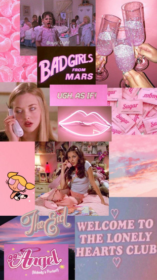 Baddie Aesthetic Collage In Pink Wallpaper
