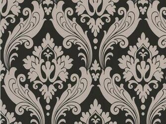 On Kelly Hoppen Vintage Flock Black And Taupe Damask Wallpaper