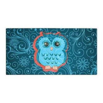 Cute Aqua Teal Owl Retro Floral Background Ring Binders