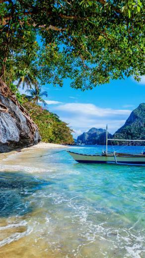 Philippines Beach Sea Boat Trees iPhone Xs Max