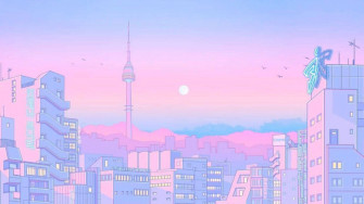 Pink Skyline Pastel Aesthetic Laptop Wallpaper