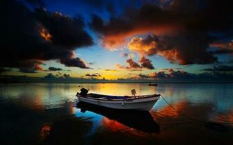 Wallpaper Boat Docked At Sunrise Nature
