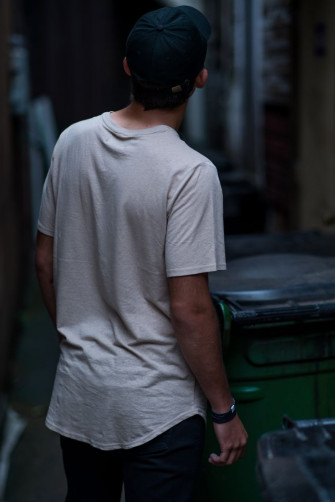HD Wallpaper Man Wearing White Shirt Beside Wheelie Bin
