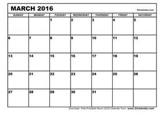 March Calendar Printable