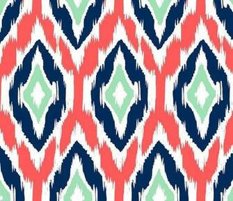 The Yard Coral Navy And Mint Ikat Fabric