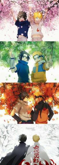 Naruto Sasuke Seasons Spring Summer Fall Winter Young
