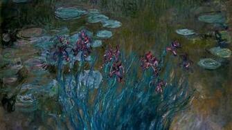 Lily Pads Giverny Claude Monet Irises Impressionism Wallpaper