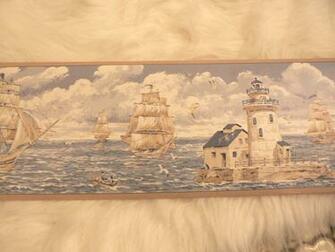 Rosedale Wallpaper Border Nautical Sea Ships Sailboats Ocean