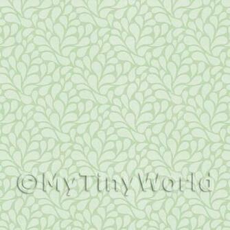 Dolls House Miniature Sage Green Styalised Leaves Wallpaper