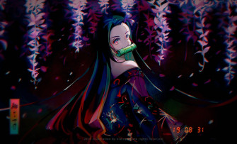 HD Wallpaper Anime Girls Flowers Black Hair Long