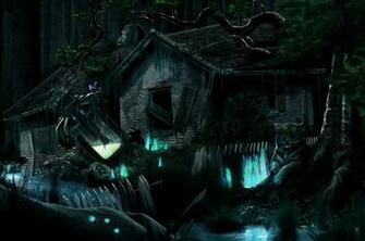 Gothic Houses Ruins Night Fantasy Wallpaper