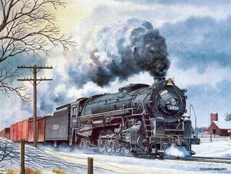 Railroad Art Wabash Steam Locomotive Wallpaper