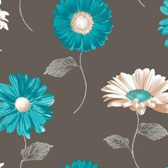 Brand New Daisy Wallpaper Muriva Chocolate Teal