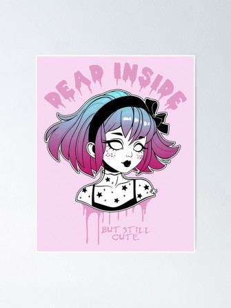 Dead Inside Pastel Goth Creepy Cute Girl Pink Background