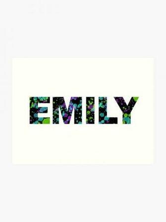Emily Paint Splatter Name Black Background Art Print By