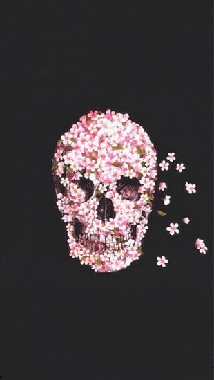 Background Cute Flowers Halloween iPhone Pink Skull Wallpaper