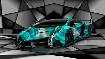 Lamborghini Veneno Super Aerography Car Azure Colors HD