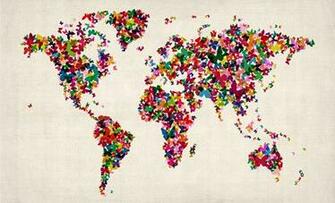 Wallpaper Butterflies Art Map Of The World Am979 Maps International
