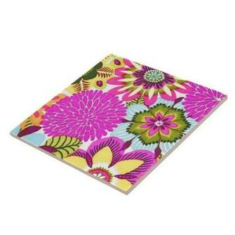 Vintage Floral Wallpaper Pink Blue Green Tiles