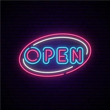 Oval Open Neon Signs Depot Blue Aesthetic Dark