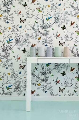 Stark Busy For Girls Room Schumacher Birds And Butterflies Wallpaper