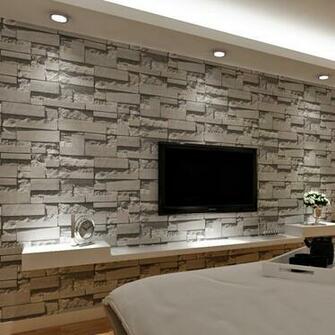 Stacked Brick 3d Stone Wallpaper Modern Wallcovering Pvc Roll