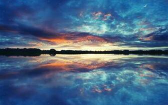 Blue Lake Reflection Full HD Desktop Wallpaper 1080p
