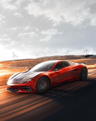 C8 Corvette Mashed Up With New Tesla Roadster Ii Morphs Into Awd