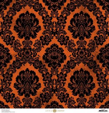 Orange Black Damask Cardstock Anna Griffin