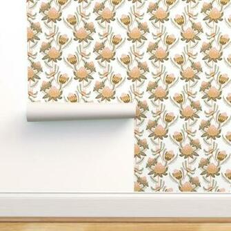 Modern Victorian Botanical Damask Ivory On Isobar By Kirstenkatz