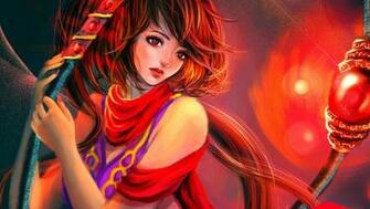 Anime Fighter Girl In Red Wallpaper Cartoon