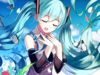 Wallpaper Cute Beautiful Hatsune Miku Long Hair Desktop