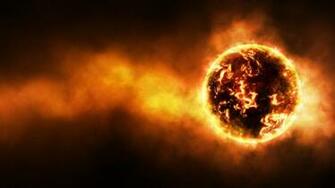 Outer Space Planets Fire Glow Fireball Wallpaper