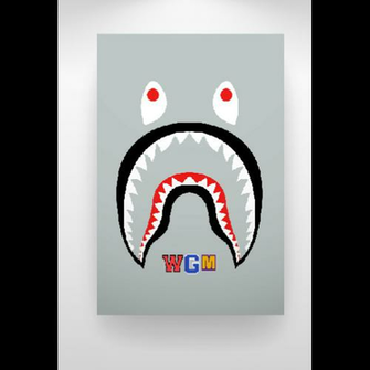Home A Bathing Ape Bape Shark Wgm Face Backpack Art Print Gray
