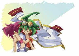 Wallpaper Yu Gi Oh Arc V Hiiragi Yuzu Sakaki Yuya Hug Romance