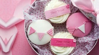 Happy BirtHDay Pink Cupcakes HD Wallpaper